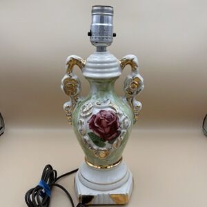 Vintage Ulrich Lamp French Victorian Art Deco Ceramic Urn Green 1940's Lamp